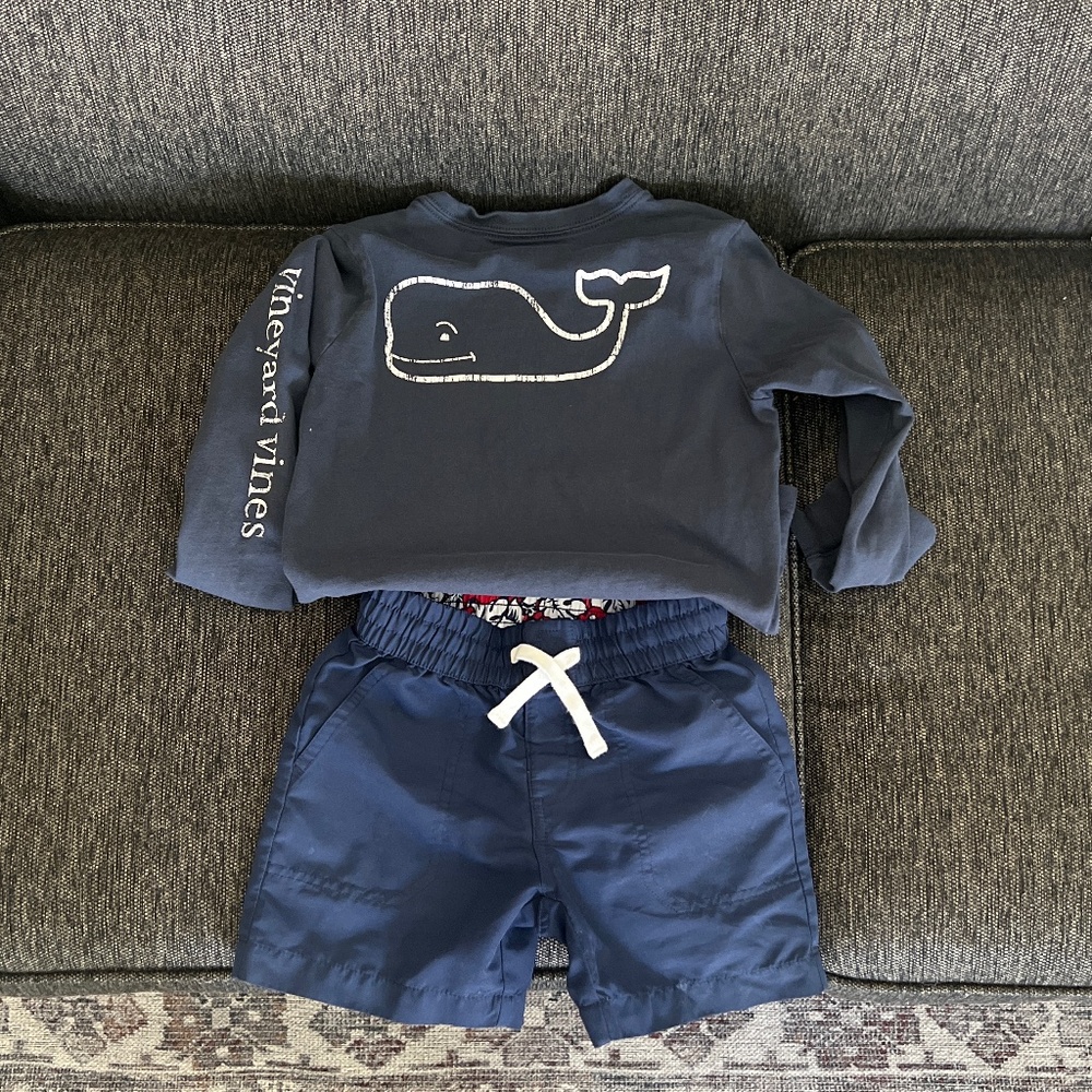 Vineyard vines long sleeve shirt blue swim shorts